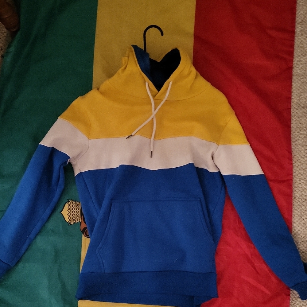 Stylish Turtleneck Sweater - Blue, Yellow, White